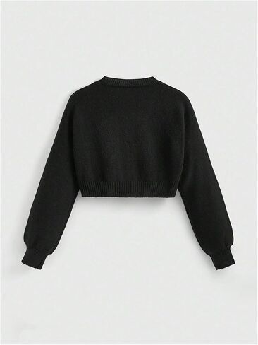 Women's Goth Eye Embroidered Cropped Cardigan Button Down V Neck Long Sleeve Knit Sweater Coats in Saudi Arabia
