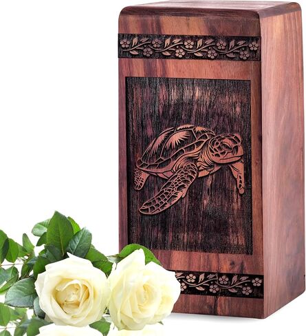 Turtle Wooden Urn for Human Large Adult Female Cremation Ashes - Decorative Urn for Dad Male - Burial Urns for Adult Human Ashes - Funeral Urns - 10 Inch in Saudi Arabia