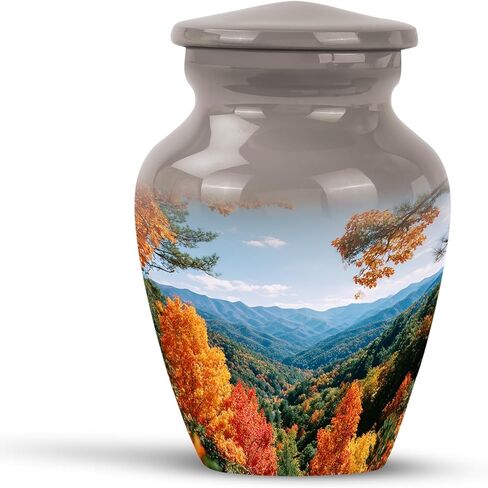 Mountain Funeral Cremation Urns for Human Ashes - Mountain Urns for Human Ashes Adult Female - Gray & Blue Funeral Urn for Women & Men - Decorative Urn for Male - Memorial Tribute 10inch in Saudi Arabia