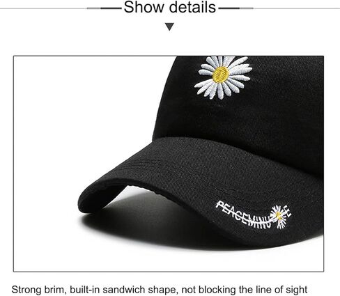 Daisy Embroidered Trucker Hat, Adjustable Mesh Baseball Cap Detail for Men & Women (Black/Beige/White) in Saudi Arabia