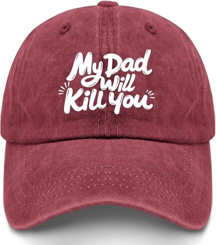 My Dads Will Kill You Hat for Men Trendy Washed Distressed Baseball Cap in Saudi Arabia