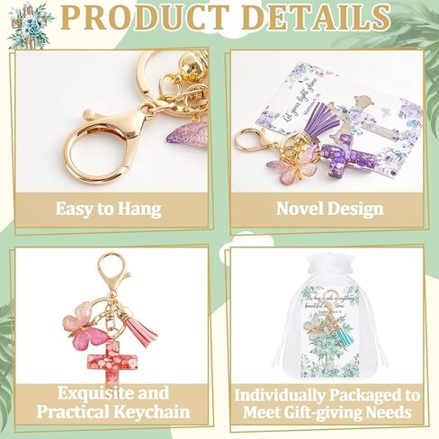 gisgfim 12 Set Christian Cross Butterfly Keychains Party Favors Religious Bible Verse Scripture Bookmark Inspirational Church Gift Souvenir for Women Men Birthday Baby Shower Backpack Decorations in Saudi Arabia