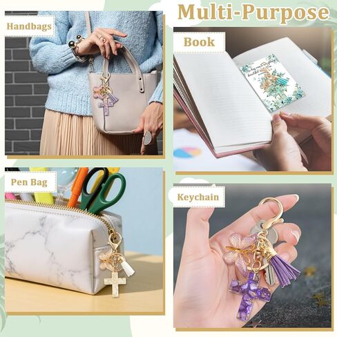 gisgfim 12 Set Christian Cross Butterfly Keychains Party Favors Religious Bible Verse Scripture Bookmark Inspirational Church Gift Souvenir for Women Men Birthday Baby Shower Backpack Decorations in Saudi Arabia