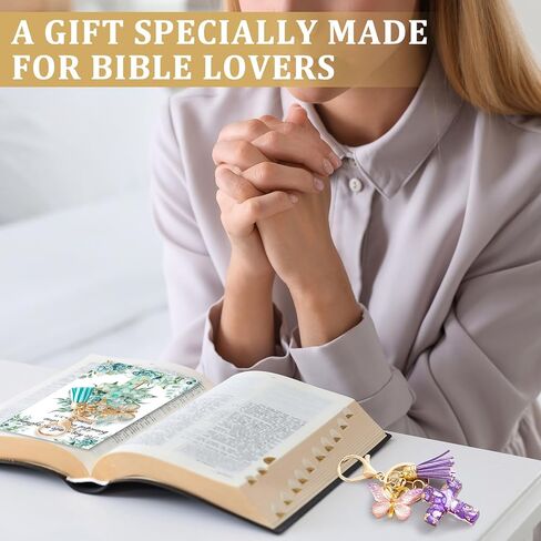 gisgfim 12 Set Christian Cross Butterfly Keychains Party Favors Religious Bible Verse Scripture Bookmark Inspirational Church Gift Souvenir for Women Men Birthday Baby Shower Backpack Decorations in Saudi Arabia