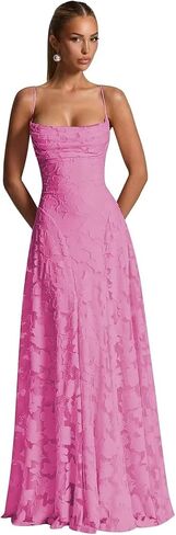 Spaghetti Straps Bridesmaid Dresses for Women Long Lace Formal Evening Gowns Floral Corset Prom Dress in Saudi Arabia