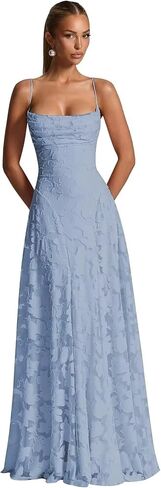 Spaghetti Straps Bridesmaid Dresses for Women Long Lace Formal Evening Gowns Floral Corset Prom Dress in Saudi Arabia