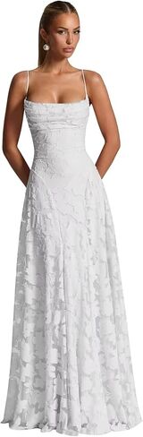 Spaghetti Straps Bridesmaid Dresses for Women Long Lace Formal Evening Gowns Floral Corset Prom Dress in Saudi Arabia
