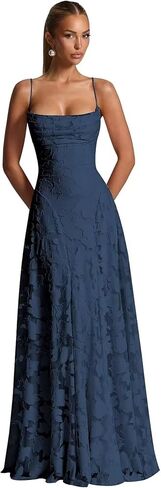 Spaghetti Straps Bridesmaid Dresses for Women Long Lace Formal Evening Gowns Floral Corset Prom Dress in Saudi Arabia