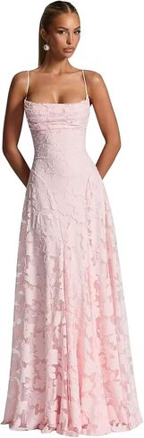 Spaghetti Straps Bridesmaid Dresses for Women Long Lace Formal Evening Gowns Floral Corset Prom Dress in Saudi Arabia