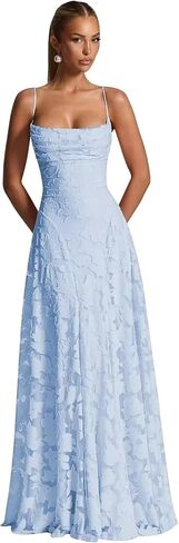 Spaghetti Straps Bridesmaid Dresses for Women Long Lace Formal Evening Gowns Floral Corset Prom Dress in Saudi Arabia