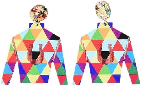 أقراط ديربي سباق الخيل للنساء ملابس أكريليك مضحكة ملونة على شكل حيوانات غربية متدلية أقراط متدلية مجوهرات لمحبي سباق الخيل in Saudi Arabia