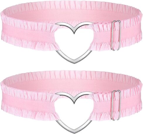 2PCS Black Garters, Lace Thigh Garter Thigh Garters for Women, Adjustable Heart Leg Garter for Women Elastic Plus Size in Saudi Arabia