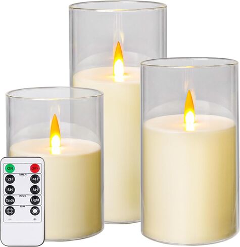 Flashing Flameless Candles with String Light, Battery Powered Candle, Recessed String LED Candle, Indestructible Plexiglass Candles with Remote Control, Set of 5（Gray） in Saudi Arabia