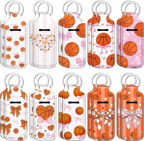 Ctosree 20 Pcs Coquette Bow Basketball Lipstick Holder Keychains Bulk Valentine Galentine Sport Ball Team Gifts Portable Lip Balm Holder for Basketball Lover Accessories Sports Party Favor in Saudi Arabia