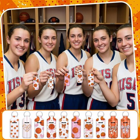 Ctosree 20 Pcs Coquette Bow Basketball Lipstick Holder Keychains Bulk Valentine Galentine Sport Ball Team Gifts Portable Lip Balm Holder for Basketball Lover Accessories Sports Party Favor in Saudi Arabia