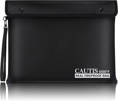 6500℉ Real Fireproof Document Bag, Wallet with Fire Proof Zipper, 8 Layer Material, Envelope Bag for A4 Size Documents, Id Card in Saudi Arabia