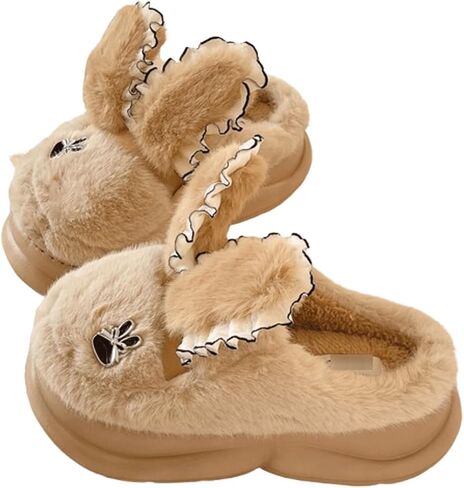 Pantuflas المرأة لطيف الحيوان الأرنب النعال داخلي عدم الانزلاق المنزل سميكة أسفل النعال القطيفة الدافئة الشتاء الكرتون الأرنب غرفة نوم أحذية Zapatillas in Saudi Arabia
