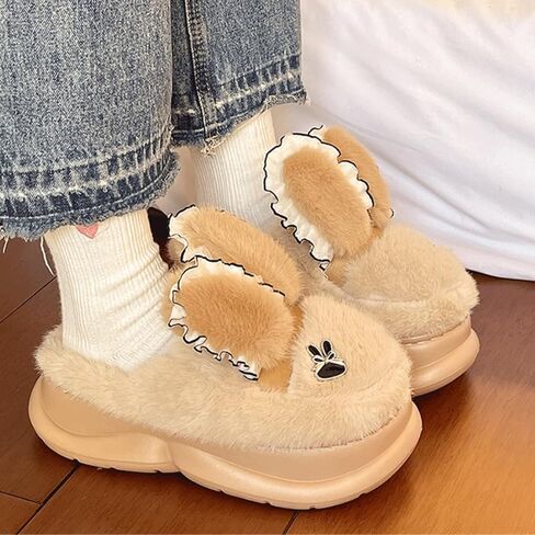Pantuflas المرأة لطيف الحيوان الأرنب النعال داخلي عدم الانزلاق المنزل سميكة أسفل النعال القطيفة الدافئة الشتاء الكرتون الأرنب غرفة نوم أحذية Zapatillas in Saudi Arabia