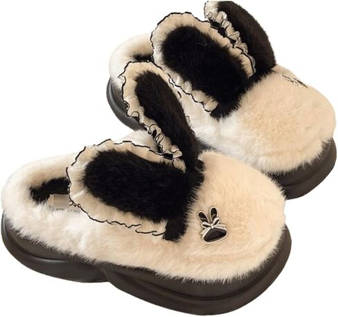 Pantuflas المرأة لطيف الحيوان الأرنب النعال داخلي عدم الانزلاق المنزل سميكة أسفل النعال القطيفة الدافئة الشتاء الكرتون الأرنب غرفة نوم أحذية Zapatillas in Saudi Arabia