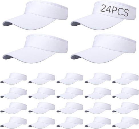 24 PCS Black Empty Top Hat Bulk Solid Color Blank Adjustable Sport Sun Visor Hats Athletic Visor Caps for Women and Men Summer Outdoor Anti Ultraviolet for Beach Golf Tennis Baseball in Kuwait