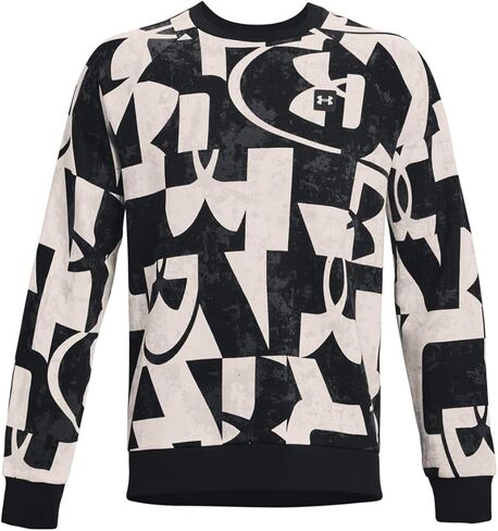 Under Armour - قميص رجالي من الصوف Rival FLC Macronded Crew، اللون أسود/أبيض أونيكس (001)، الحجم: صغير in Saudi Arabia