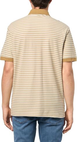 BOSS, Stripe Cotton Short Sleeve Polo Shirt, Cappuccino, M in Saudi Arabia