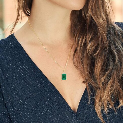 Gem Stone King 6.60 Ct Green Nano Emerald E-F Lab Grown Diamond 18K Yellow Gold Plated Silver Pendant in Saudi Arabia