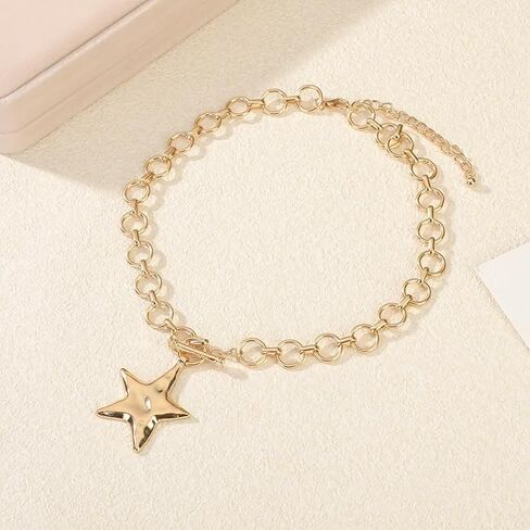 Sora Tuki Chunky Star Necklace for Women Trendy Big Statement Necklace Large Star Pendant Necklaces Thick Chain OT Toggle Necklaces Boho Chunky Jewelry in Saudi Arabia