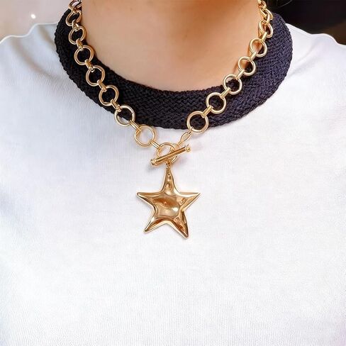 Sora Tuki Chunky Star Necklace for Women Trendy Big Statement Necklace Large Star Pendant Necklaces Thick Chain OT Toggle Necklaces Boho Chunky Jewelry in Saudi Arabia