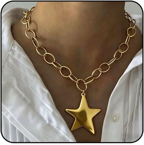 Sora Tuki Chunky Star Necklace for Women Trendy Big Statement Necklace Large Star Pendant Necklaces Thick Chain OT Toggle Necklaces Boho Chunky Jewelry in Saudi Arabia