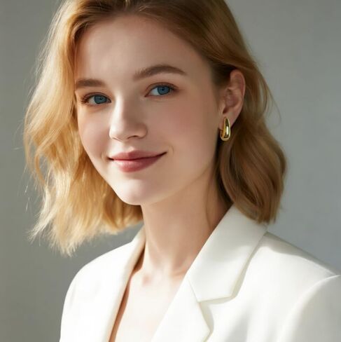 Tear Drop Huggie Hoop Earrings, 14K Gold Plated, Small Chunky Hoops for Women, Hypoallergenic Lightweight Earrings for Sensitive Ears in Saudi Arabia