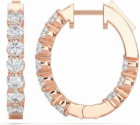 KEEVA JEWEL E-F/VS حلق دائري الشكل 2.07 قيراط من الألماس الداخلي للنساء مصنوع من الذهب الخالص in Kuwait