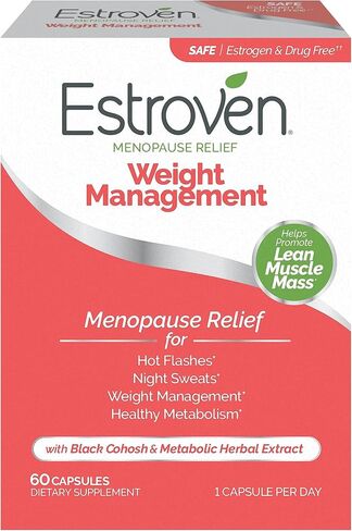 Estroven Management Management for Menopause Relief - 30 ct. - المكونات المثبتة سريريًا تساعد في إدارة الوزن ، وتوفير التعرق الليلي وتخفيف الفلاش الساخن- خالية من الأدوية وخالية من الغلوتين in Kuwait