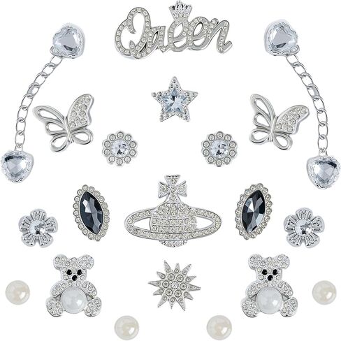 Bling Shoe Charms for Clog Sandals Decoration,Flower Charms for Girls Women,Pearl Jewelry Diamond Shoe Decoration. in Saudi Arabia