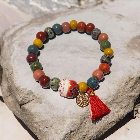 Japanese Bracelet Custom Gift for Japanese Lover Anime Lucky Cat Pendant Maneki Neko Jewelry Charms Kawaii Gift for Women Men Japanese Gifts in Saudi Arabia