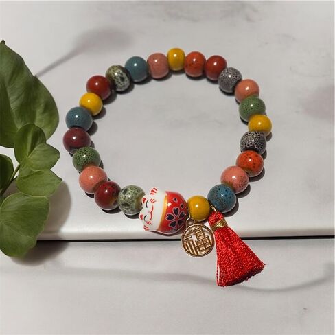 Japanese Bracelet Custom Gift for Japanese Lover Anime Lucky Cat Pendant Maneki Neko Jewelry Charms Kawaii Gift for Women Men Japanese Gifts in Saudi Arabia