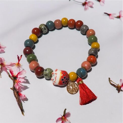 Japanese Bracelet Custom Gift for Japanese Lover Anime Lucky Cat Pendant Maneki Neko Jewelry Charms Kawaii Gift for Women Men Japanese Gifts in Saudi Arabia