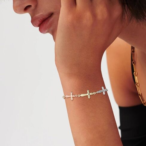 HZMAN Gold Cross Bracelets for Women Dainty Gold Jewelry Gifts for Women Stack Trendy Bracelet in Saudi Arabia