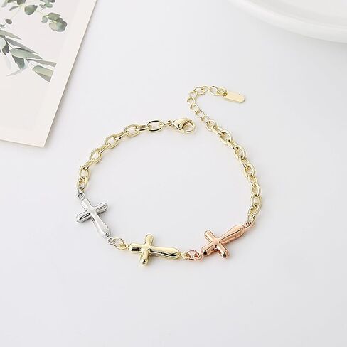 HZMAN Gold Cross Bracelets for Women Dainty Gold Jewelry Gifts for Women Stack Trendy Bracelet in Saudi Arabia