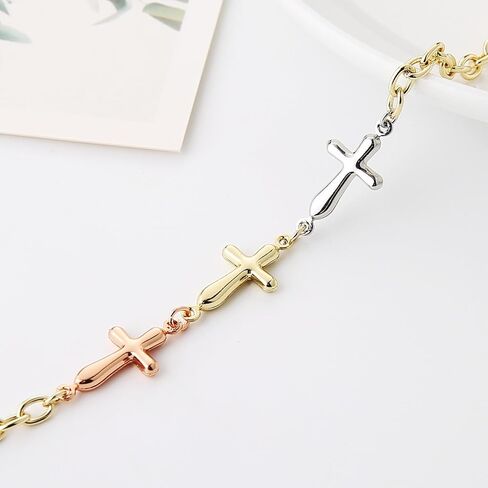 HZMAN Gold Cross Bracelets for Women Dainty Gold Jewelry Gifts for Women Stack Trendy Bracelet in Saudi Arabia
