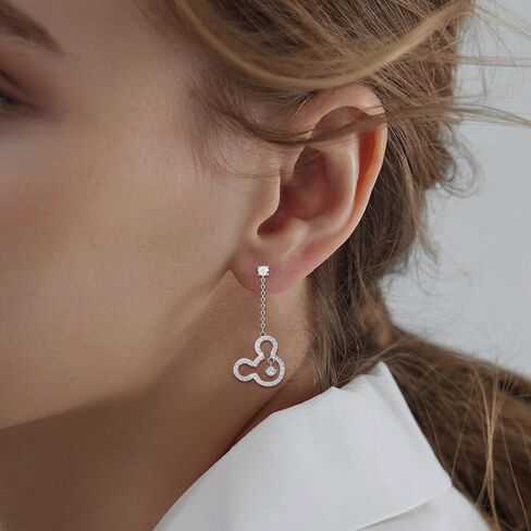 Cute Stud Earrings for Girls Teens Women - Sterling Silver Hypoallergenic Cubic Zirconia Heart Mouse Drop Dangle Earrings Dainty Lovely Studs Fashion Jewelry Adorable Gifts for Christmas Daughter in Saudi Arabia
