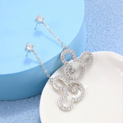Cute Stud Earrings for Girls Teens Women - Sterling Silver Hypoallergenic Cubic Zirconia Heart Mouse Drop Dangle Earrings Dainty Lovely Studs Fashion Jewelry Adorable Gifts for Christmas Daughter in Saudi Arabia