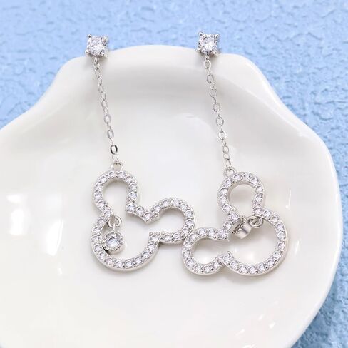 Cute Stud Earrings for Girls Teens Women - Sterling Silver Hypoallergenic Cubic Zirconia Heart Mouse Drop Dangle Earrings Dainty Lovely Studs Fashion Jewelry Adorable Gifts for Christmas Daughter in Saudi Arabia