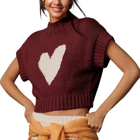 DSORVICD Women Cute Sweater Vest Top Y2k Cap Sleeve Knit Sweater Cable Mock Neck Knit Vest Tie Sweater Tank Top 2024 Knitwear in Saudi Arabia
