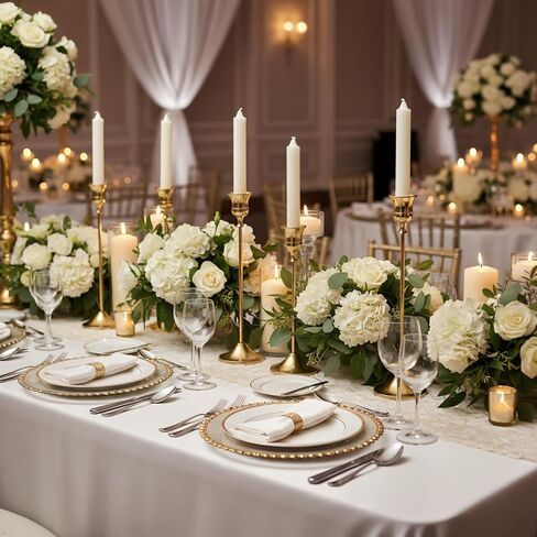 Gold Candlestick Holders Set of 6-3 Different Heights Sturdy Metal Taper Candle Stands, Detachable Vintage Design for Weddings & Holidays in Saudi Arabia