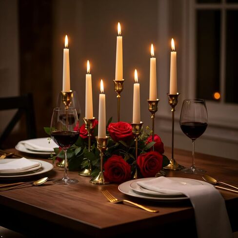 Gold Candlestick Holders Set of 6-3 Different Heights Sturdy Metal Taper Candle Stands, Detachable Vintage Design for Weddings & Holidays in Saudi Arabia