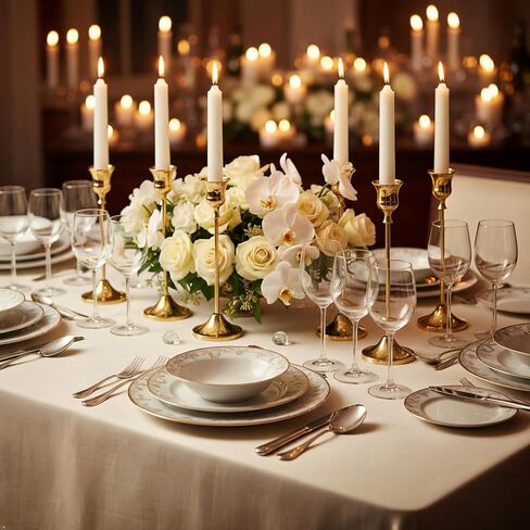 Gold Candlestick Holders Set of 6-3 Different Heights Sturdy Metal Taper Candle Stands, Detachable Vintage Design for Weddings & Holidays in Saudi Arabia