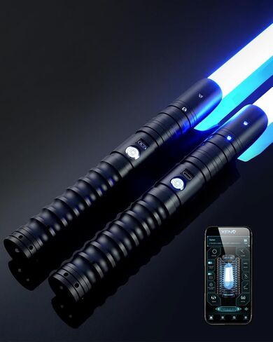 2 Pack XRGB 3.0 Double-Bladed Dueling Light Saber Set, Dual 2 in 1 Smooth Swing Motion Control Light Saber, 16 Sound Fonts Infinite Color Changing APP Control, Rechargeable Metal Hilt in Kuwait
