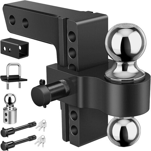 Kohree 6 Inch Adjustable Trailer Hitch Fit 2 Inch Receiver, Dual Solid Ball 2" and 2-5/16"(12,500 LBS GTW), Drop & Rise Heavy Duty Aluminum Tow Hitch with 2" Hitch Tightener & 2 Locking Hitch Pin in Kuwait