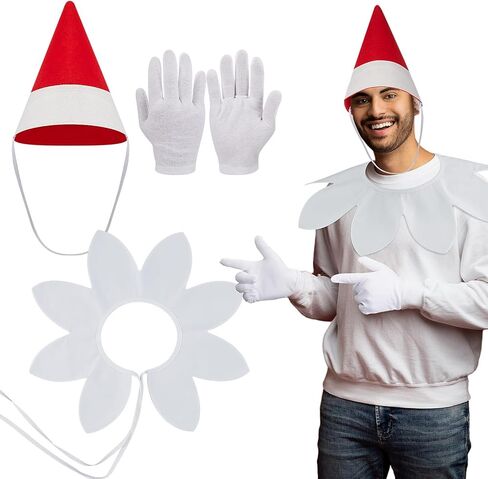 Jecery 3 Pcs Doll Costume Christmas Red Costume Santa's Dress Costumes Cone Hat with Gloves Faux Collar in Saudi Arabia
